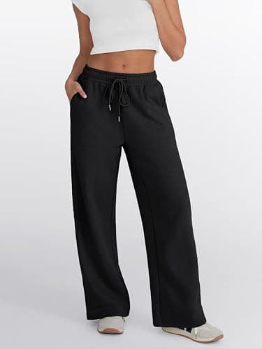 Trendy Queen Womens Wide Leg Sweatpants High Waisted Baggy Lounge Pants Drawstring Athletic Flared Joggers with Pockets thumbnail 2