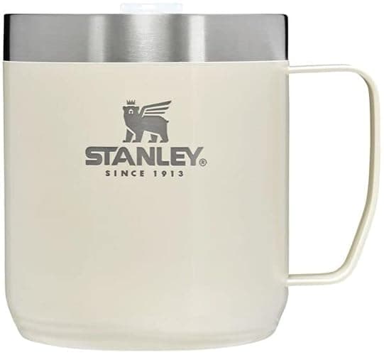 STANLEY Stay-Hot Camp Mug 12 oz | Press Fit Drink Through Lid | Cup for Coffee, Tea and Drinks | Insulated Stainless Steel Coffee Mug | BPA-Free | Cream Gloss - Image 1
