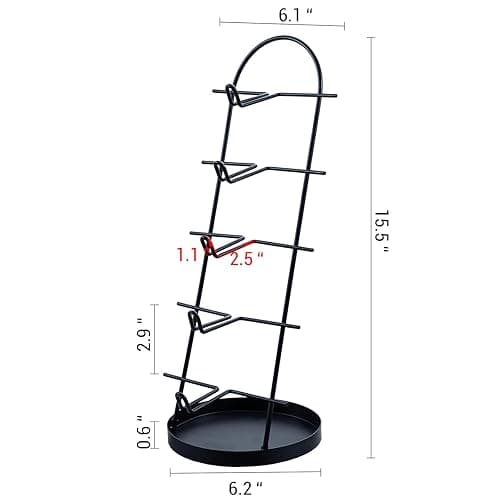MyGift Modern Black Metal 5-Tier Sunglasses Display Stand with Jewelry Tray, Retail Eyewear Holder thumbnail 4