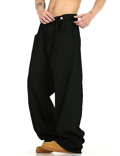 Nutriangee Men's Baggy Jeans Loose Fit Wide Leg Denim Pants | Skin Friendly, Y2K Hip Hop, Straight Leg, Skater Streetwear, Adjustable Buttons, Casual Street thumbnail 2