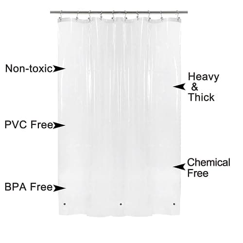 Barossa Design Small Shower Curtain for Shower Stall Size 36 x 72 inches,PEVA - Waterproof, Eco-Friendly, Non-Toxic, Odorless, PVC Free, Metal Grommets (Clear) thumbnail 3