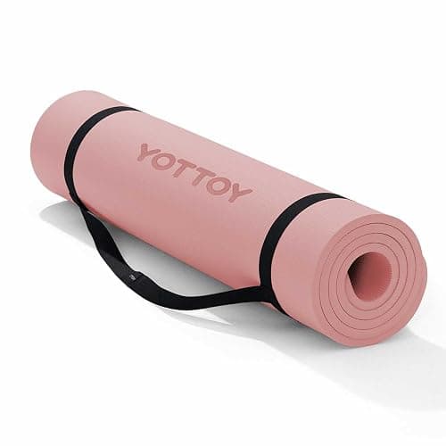 YOTTOY Yoga Mat，Extra Thick Yoga Mat (1/2inch),Professional TPE Exercise Mat,Non-Slip Workout Mat for Yoga, Pilates, Fitness, Barefoot Workouts, Home Gym Studio with Strap - Image 1