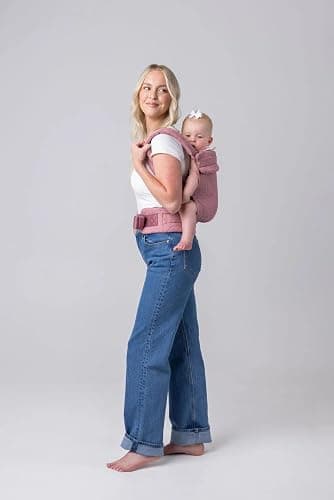 Mabē Monarch Ergonomic Baby Carrier – Premium Cotton Soft Structured Newborn to Toddler Carrier with Hip-Healthy Design, 3 Carry Positions (7-35lbs), Lightweight & Breathable,(Mauve Wings) - Image 1