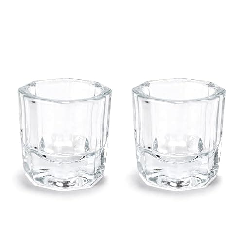 siyuwuro 2Pcs Nail Art Dappen Dish Cups for Acrylic Liquid and Powder Clear Glass Nail Bowl Acrylic Powder Holder Nail Liquid Cup Acrylic Glass Jar Crystal Bowl for Nails - Image 1
