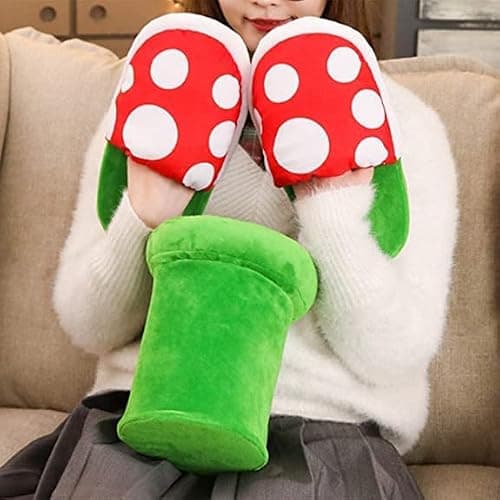 Jfxgjuv Piranha Plant Slippers, Mushroom Slippers with Pipe Pot Holder, Piranha Plants Plush Funny Loafers with Green Socks thumbnail 4
