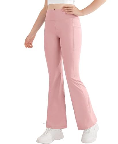 DOCUMO Girls Flare Leggings with Pocket - Bell Bottoms Full Length High Waist Yoga Pants Bootcut Athletic Leggings Teen Girls - Image 1