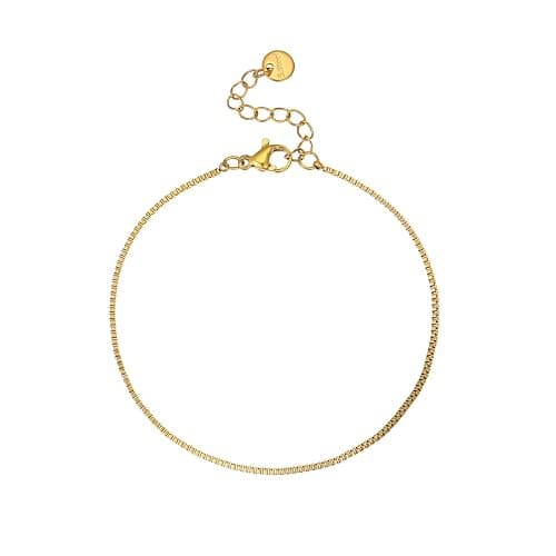 foyjoey 18K Gold Plated Pearl Beaded Cross Bracelets for Women Adjustable Stainless Steel Dainty Thin Gold Box Cuban Twisted Link Chain Bracelet Bridesmaid Jewelry Christmas Gifts thumbnail 8
