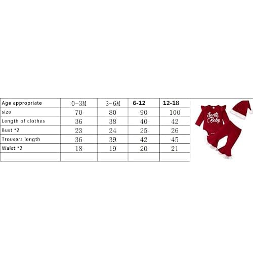 LYSINK Infant Baby Girl Christmas Jumpsuit Outfits Letter Print Long Sleeve Romper + Flare Pants + Hat Toddler Clothes thumbnail 7