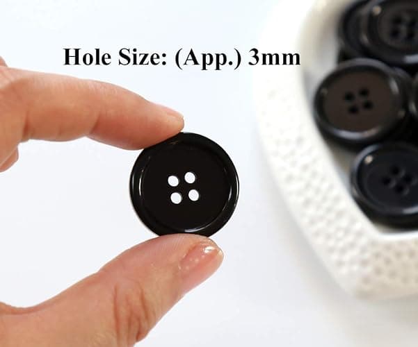 GANSSIA 1 Inch (25mm) Black Resin Buttons Sewing Flatback Button for Garment DIY Craft Decoration Pack of 50PCS thumbnail 2