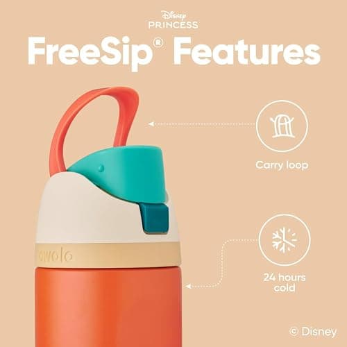 Owala Disney Princess FreeSip Insulated Stainless Steel Water Bottle with Straw for Sports and Travel, BPA-Free Sports Water Bottle, 24 oz, Moana thumbnail 4