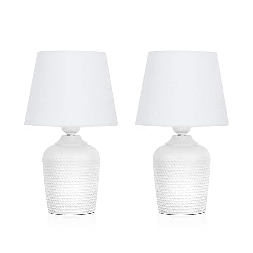 Sucolite Small 11.8" Table Lamps Set of 2, Bedside Nightstand Lamps for Bedroom Kid’s Room, Cute Desk Lamps with Studded Texture Base for Reading Nursery Living Room Office, White thumbnail 8