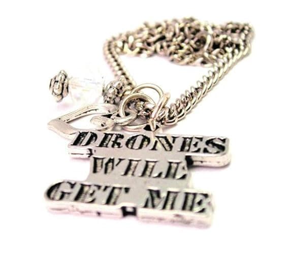 ChubbyChicoCharms Drones Will Get Me Heart and Crystal 18" Necklace - Image 1