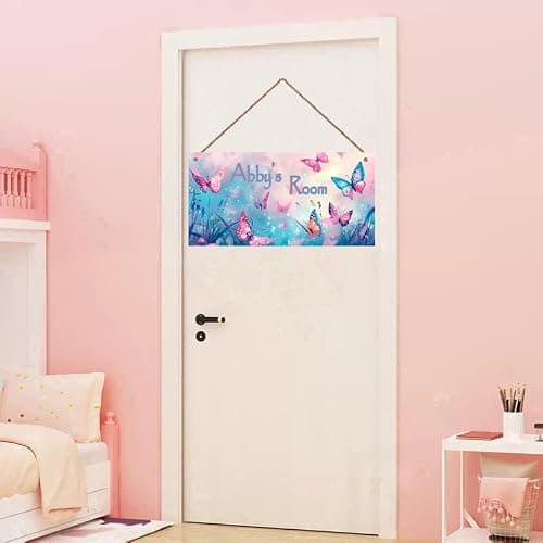 Personalized Sign Butterfly Decor For Girls Room, Fantasy Themed Kids Bedroom Decor, Dreamy Painting Room Décor for Little Man Cave, Wall Decorations For Girls Room Nursery Baby Playroom thumbnail 2