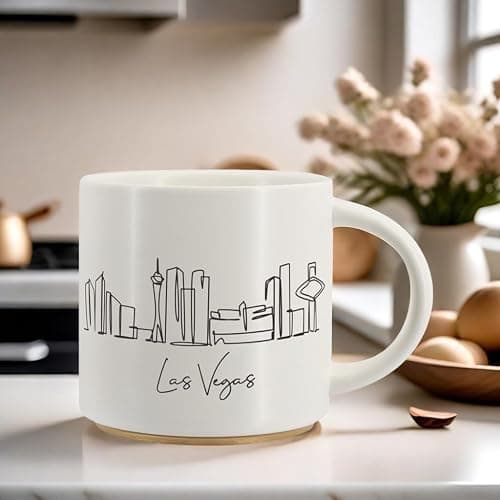 COLLECTIVE HOME - Skyline Ceramic Mug, Coffee Cup, Landscape Cups, 15 oz Tea Mugs, Elegant Personalized Mug with Gift Box, Luxurious Cups for Office and Home (Las Vegas) thumbnail 2