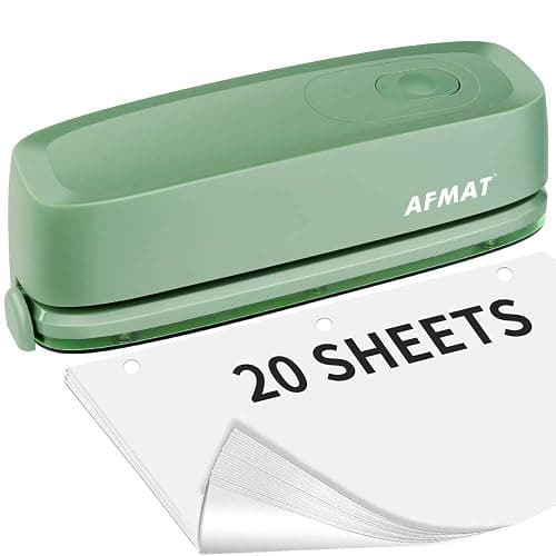 AFMAT Electric 3 Hole Punch, 20-Sheet 3 Hole Puncher for Binder, Effortless Punching, 9/32" Hole Diameter, Paper Hole Puncher 3 Hole Heavy Duty, for Office/School/Studio, AC or Battery Operated, HP10 - Image 1