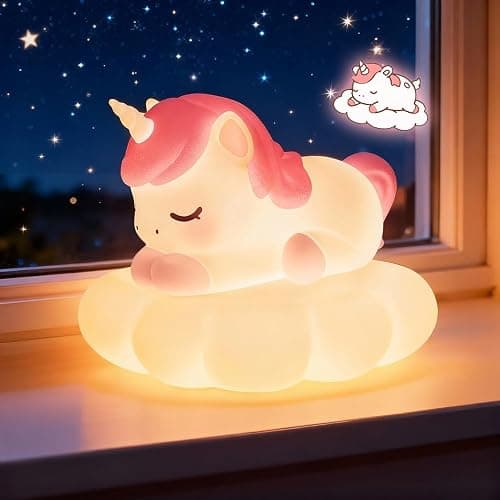 Mewaii Cloud Unicorn Night Light for Kids, Portable Lamp with Wireless Charging Cloud Base, 3-Level Dimmable & 30-Min Auto Timer, Gift for Girls, Baby Nursery Decoration - Image 1