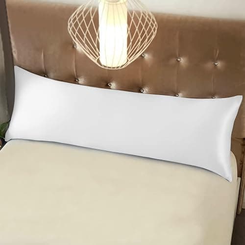 NTBAY Zippered Satin Body Pillow Pillowcase, Silky Slip Cooling Body Pillow Cover, Long Side Hidden Zipper, 20x54 Inches, Pure White thumbnail 4