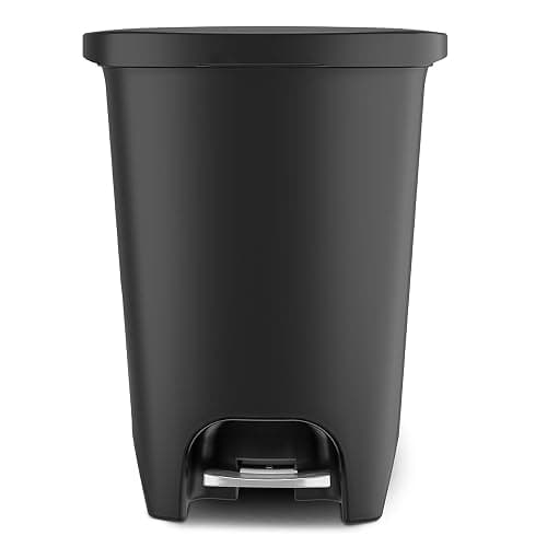 Glad Premium 13 Gallon Trash Can - Plastic Kitchen Waste Bin with Odor Protection of Lid, Stainless Steel Step On Foot Pedal and Garbage Bag Rings, Black thumbnail 6