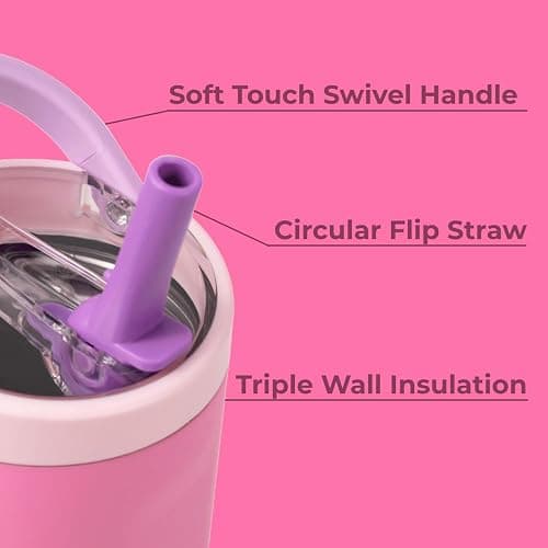 HydroJug Sport - Stainless Steel Tumbler with Straw, Vacuum Insulated, 32oz Leakproof Water Bottle, Ergonomic Design, Reusable, Dishwasher Safe, Rubber Base, Durable for Gym or Outdoors, Pink Sugar thumbnail 4