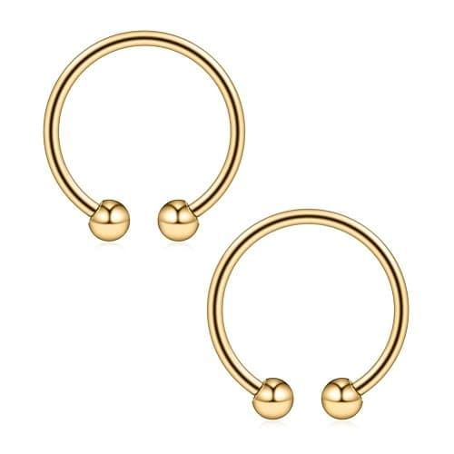 Ruifan 316L Surgical Steel Non-Piercing Fake Faux Clip On Septum Nose Hoop Ring Body Jewelry Piercing Unisex 20 Gauge 5/16"(8mm) 2-6PCS - Image 1
