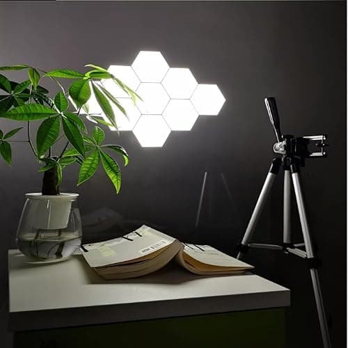 YXQUA Hexagon Lights, Minimalist White Touch Night Light, Center Touch-Sensitive Wall Panels, Hex Light with USB-Power for Autism, Game Room Decor, Party (6) thumbnail 2