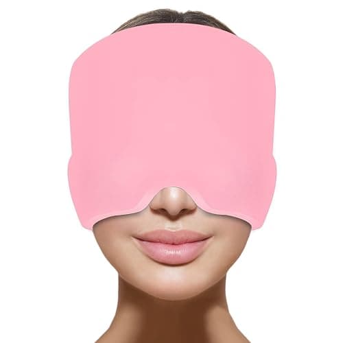 Headache Relief Hat for Migraine Relief, Tension, One Size Fits All Headache Cap with Reusable Ice Gel Pack for Puffy Eyes, Stress Relief (Pink) - Image 1