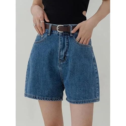 LIXINGHEITANG Casual Waist Denim Shorts Women Summer Pocket Basic Wide Leg A-line Jeans Femme thumbnail 2