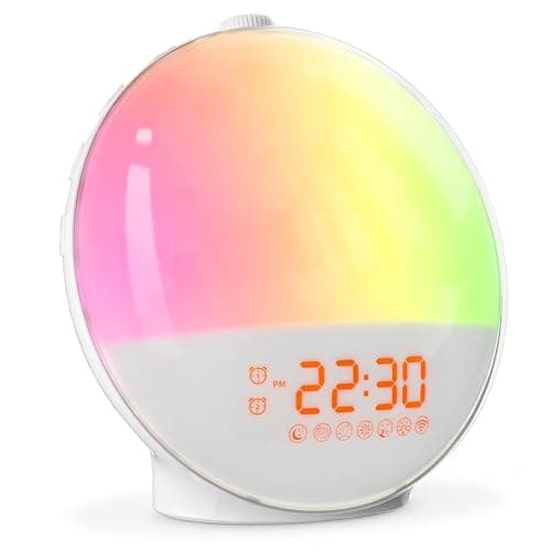 Sunrise Alarm Clock for Heavy Sleepers, Wake Up Light with Sunrise/Sunset Simulation, Dual Alarms & Natural Sounds, Snooze & Sleep Aid, FM Radio, 7 Colors Night Light for Bedroom, Ideal for Gift thumbnail 9