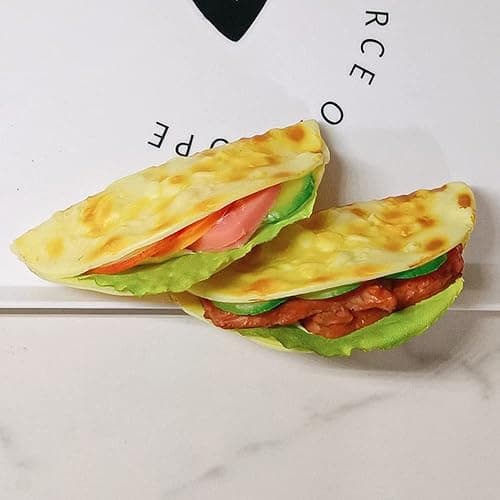 Kmiunty 3Pcs Realistic Chinese Hamburger Artificial Pancake Food Model Fake Taco Burrito Dessert for Kitchen Home Decoration Display thumbnail 6