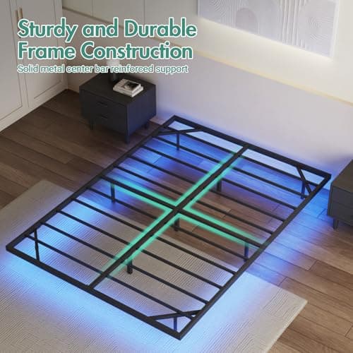 Ufurniture Floating Bed Frame Double Size with LED Light, Metal Platform Double Bed, No Box Spring Needed, Easy to Assemble thumbnail 4