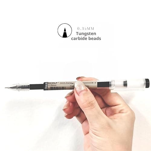 Gel ink Pen 0.35mm Black Liquid Ink Rollerball Gel Pens Quick Drying fine point Pens Ballpoint Japanese Pens Premium School Office student Exam Writing Stationery Supply 12 Pcs/Set (Black) thumbnail 2