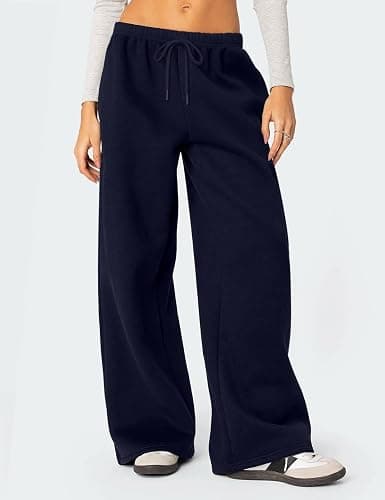 HeSaYep Women's Fleece Lined Sweatpants Winter Warm Wide Leg Sweat Pants Baggy Casual Pants with Pockets thumbnail 3