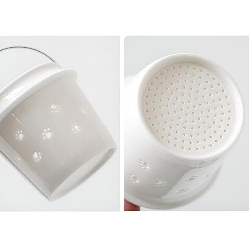 DUANMUL Cat Mug Cute Ceramic Coffee Cup with Infuser and Lid,Filter for Steeping Loose Leaf,kawaii coaster,Novelty Morning Cup Tea Milk Christmas Mug Chinese Handmade Porcelain Teacup(Green） thumbnail 8