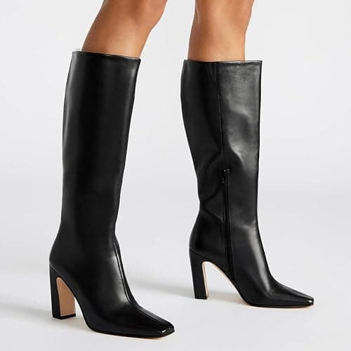 Lovee Cosee Knee High Boots for Women Square Toe Chunky Heeled Boots with Side Zipper Fashion Dress Elastic Tall Boots thumbnail 6