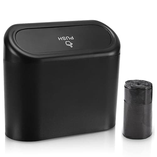 Accmor Car Trash Can with Lid, Mini Auto Dustbin Garbage Organizer with 30 Pcs Plastic Trash Bag, Automotive Garbage Container Bin for Vehicle, Home, Office - Black - 1 thumbnail 7