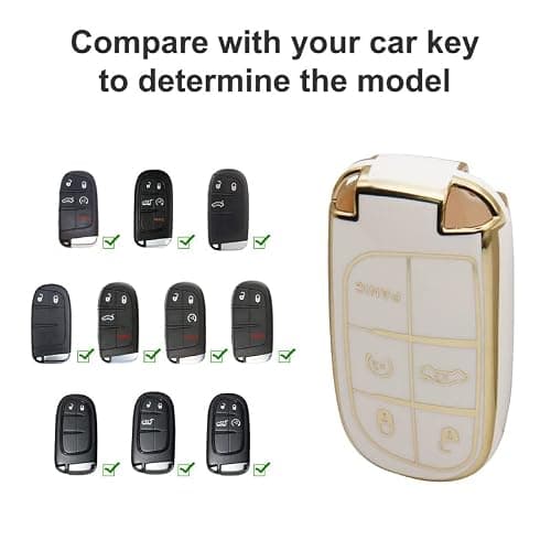 SUNCARACCL for Jeep Key Fob Cover with Leather Keychain, Soft TPU Full Cover Protection Key Case for Grand Cherokee Renegade Dodge Durango Challenger Journey Smart Key thumbnail 2