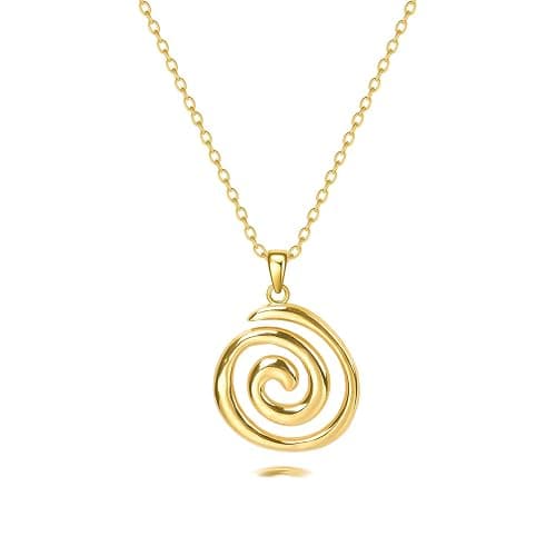 Rnivida Spiral Pendant Necklace for Women,14k Gold Plated Jewelry Gift with Adjustable Stainless Steel Chain 18‘’ - Image 1