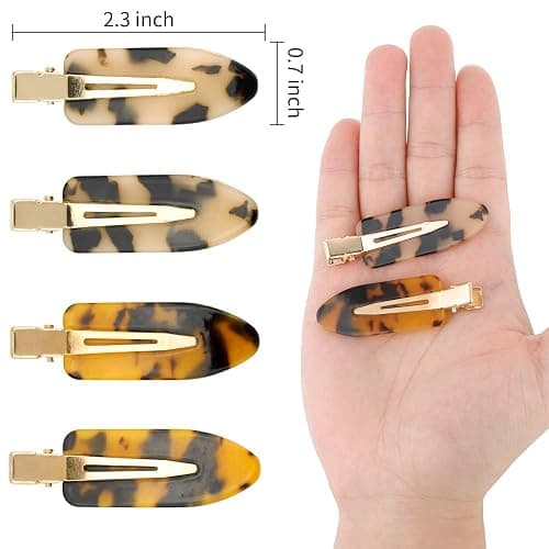 Canitor No Bend Hair Clips - Women's Resin Flat Tortoise Shell Clips for Hairstyling, Makeup, and Salon (4Pcs) thumbnail 7