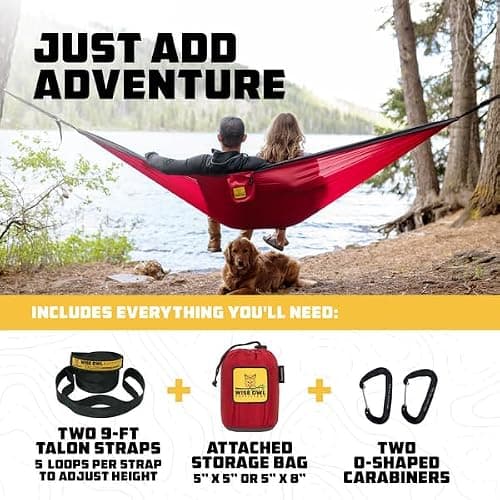 Wise Owl Outfitters Camping Hammock – 500lbs Portable Hammock with Tree Straps - Travel, Backpacking, Hiking, Outdoors Camping Gear - Single or Double thumbnail 4