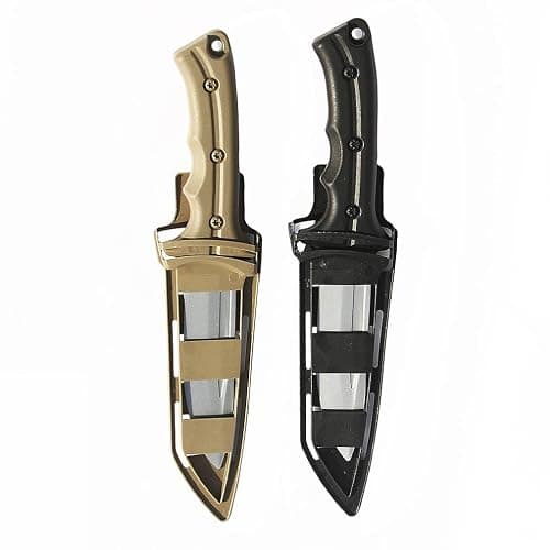 zonzxcv 2Pcs Prop Knife Fake Knife Plastic sheathed Dagger for Kids Harmless Safe Fake Knife for Halloween Party 10 Inch (Khaki) thumbnail 4