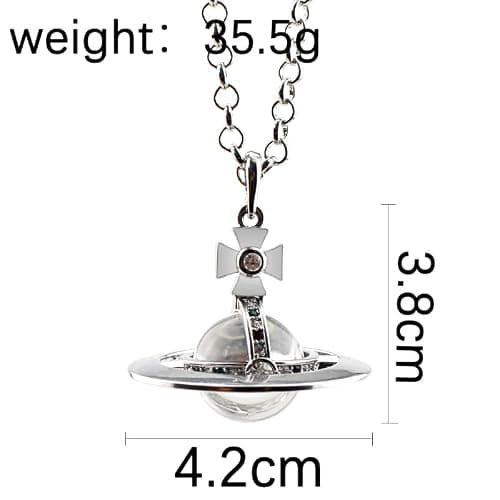 ZHAOZHAO Silver Crystal Quartz Saturn Necklace for Women - 20 Inch Sky Star Pendant thumbnail 2