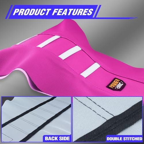 fewfuss Dirt Bike Seat Cover - White Stripe Universial Seat Cover for Dirt Bike - Motorcycle Motorcross Enduro Seat Covers (Pink) thumbnail 6