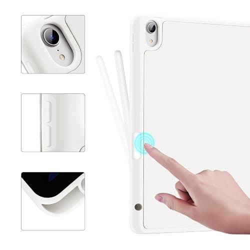 LovRug for iPad Air 11 Inch Case (M2) 2024, iPad Air 5th Generation Case 2022/iPad Air Cases 4th Generation 2020 10.9 Inch with Pencil Holder, Soft TPU Back Smart Protective Cover(White) thumbnail 4
