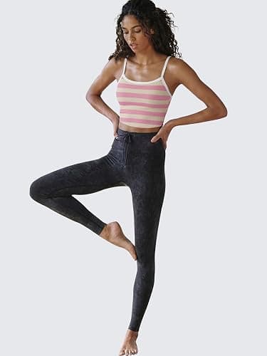 Fisoew Womens Striped Crop Sleeveless Tank Tops Scoop Neck Crossed V Racerback Cami Workout Yoga Athletic Sports Tops thumbnail 6