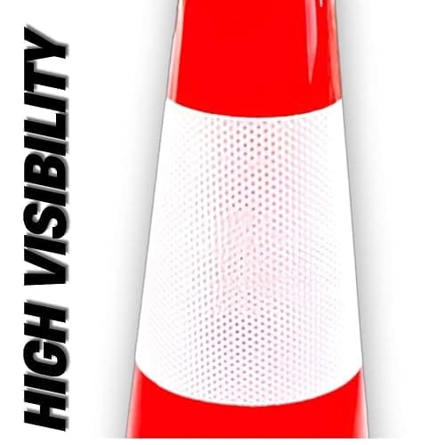 50CM Traffic Cone - Orange | PVC Road Safety Cone with Weighted Base | High Visibility Reflective Street Cone | Portable Wind-Resistant Traffic Cone with Black Base - 1 Cone thumbnail 4