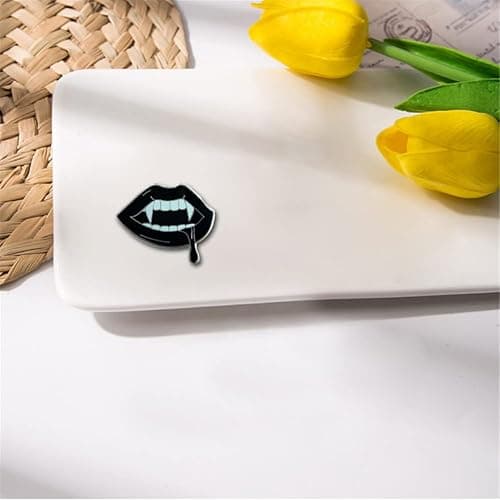 Vampire Fangs Black Lips Enamel Brooch Pin Backpack Hat Bag Collar Lapel Pins Badges Women Men's Gothic Hip-hop Jewelry Halloween Accessories thumbnail 5