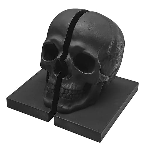 LuckyVin Black Skull Head Skeleton Decorative Statue Unique Design Split Resin Sculpture Home Decoration Gothic Art Piece Halloween Decor (Black) thumbnail 5