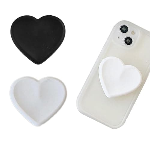 Set of 2 Universal Heart-Shaped Phone Grip Holder with Stand,Finger Grip with Kickstand - Compatible with Smartphones, Mobiles & Cases - Image 1