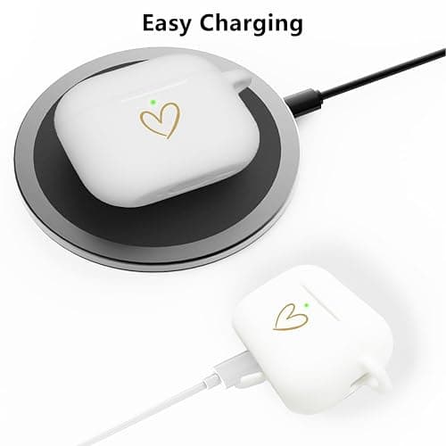 AIIEKZ Compatible with AirPods Pro 3 Case Cover 2025, Soft Silicone Case with Gold Heart Pattern for AirPods Pro 3rd Generation Case with Cute Butterfly Keychain for Girls Women (White) thumbnail 3