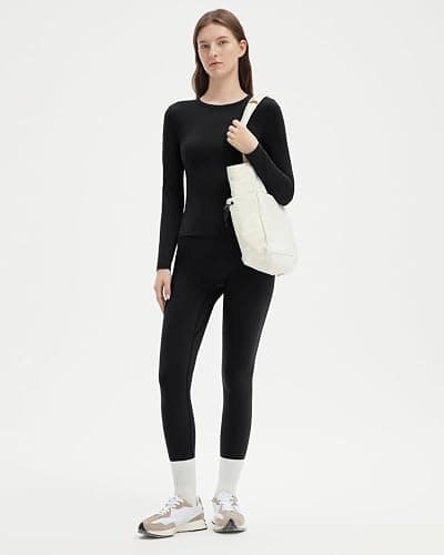 SUUKSESS Women 2 Piece Workout Set Tummy Control Legging Long Sleeve Workout Top thumbnail 6